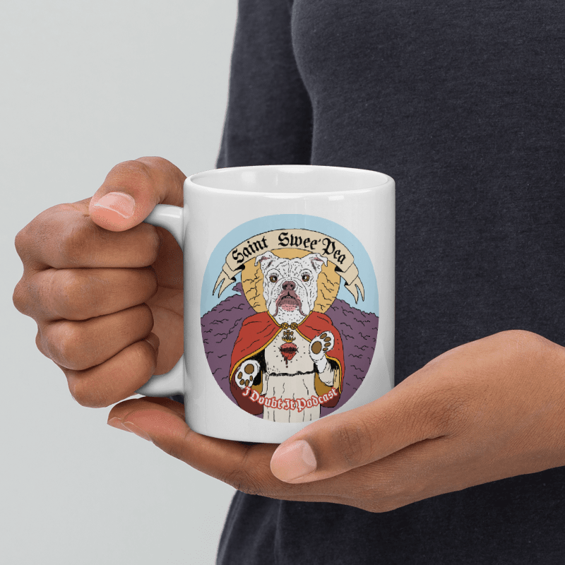 Saint Swee'Pea White glossy mug