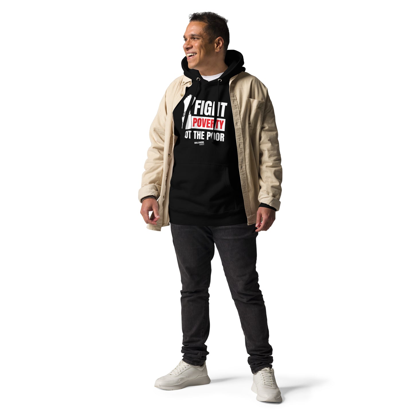 Fight Poverty Not The Poor - White Letters - Unisex Hoodie